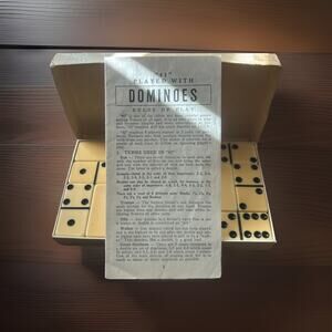 Vintage Dominoes - Puremco Marblelike No. 616 In Original Box Made In USA Used